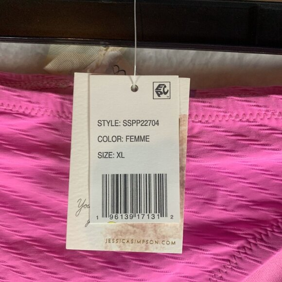 Jessica Simpson Bikini Bottom Women's XL Pink Pretty Pique Side-Shirred‎ S9478 - Picture 3 of 7